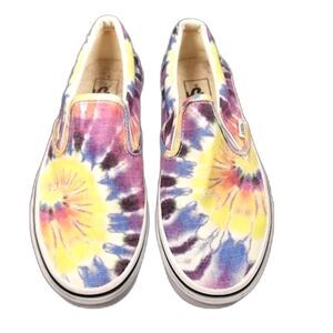 Vans Washed Tie Dye Multicolor Canvas Slip On Shoes